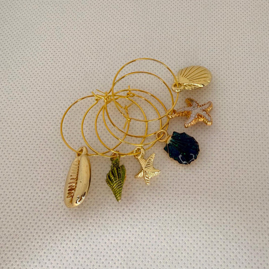 Wine Charms Seaside Theme Wine Glass Charms Seashell Assorted Seashell Wine Favors Beach House Decor Ocean Wine Charm Rings Ocean Lover Sea