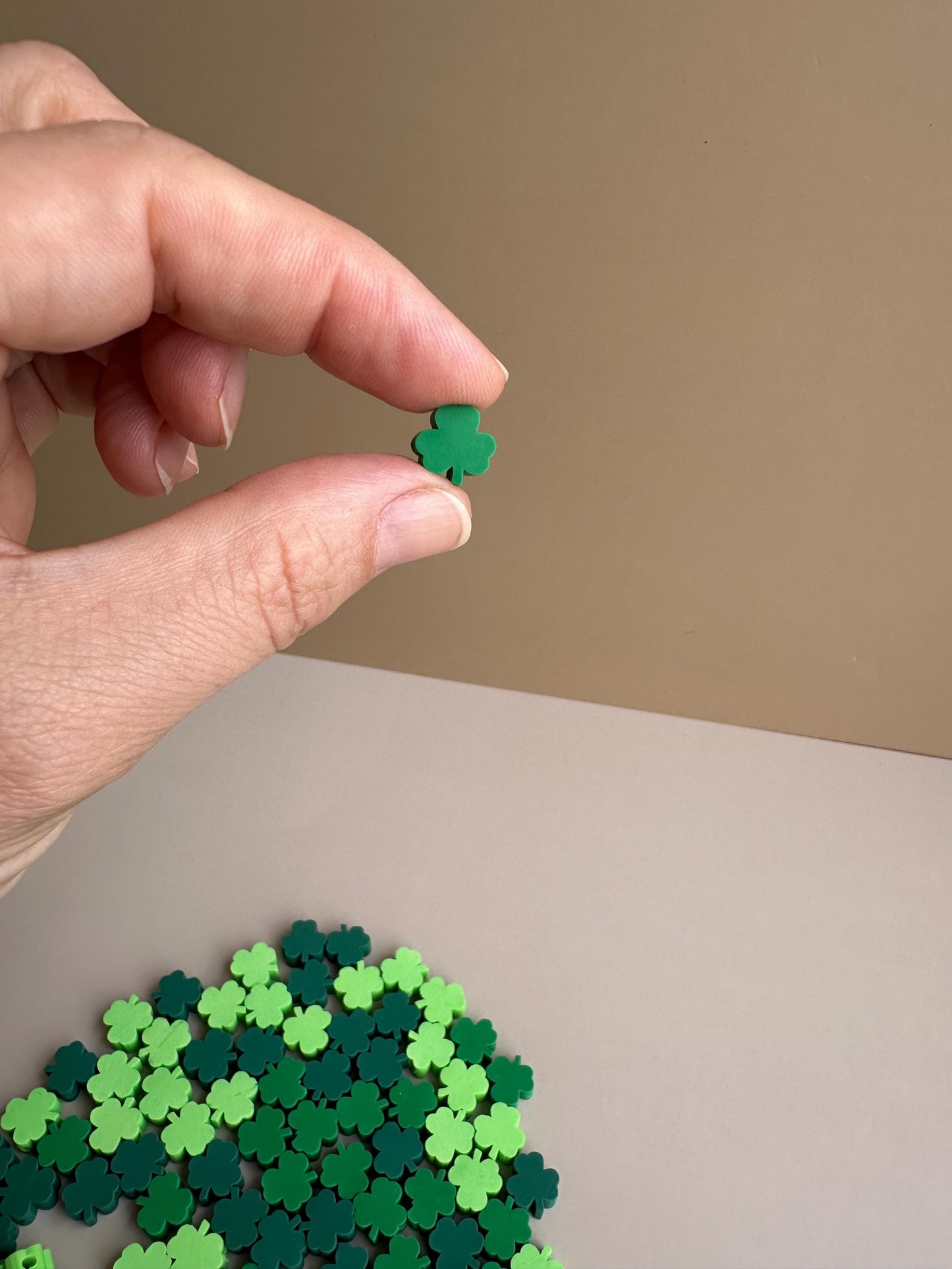 St. Patrick's Day Beads Green Clay Clover Beads