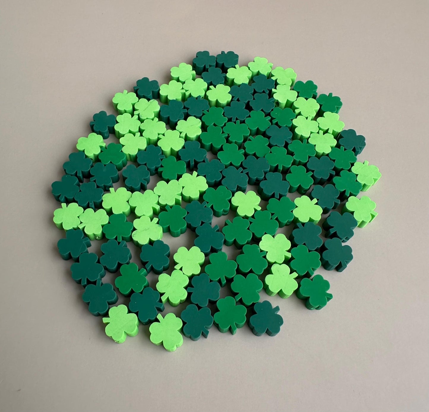 St. Patrick's Day Beads Green Clay Clover Beads