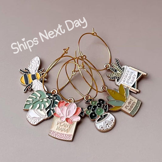Plant Mom Wine Charms