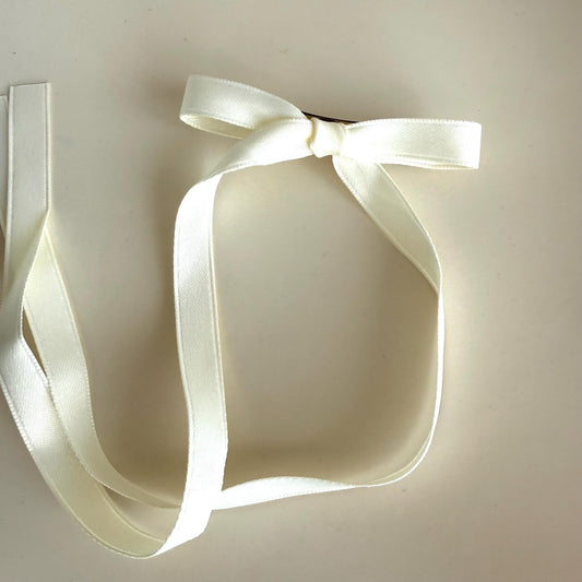 French Lace Bow Hairpin Ivory Bow Coquette Bow Off White Ribbon Hair Accessory Milky White Bow Flowing Headdress Braided Double Hair Clips