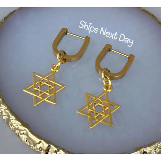 Jewish Star Earrings Valentines Day Gift for Girlfriend Star of David Earrings Jewish Jewelry Religiou Gift Hebrew Bat Mitzvah Modern Jewish