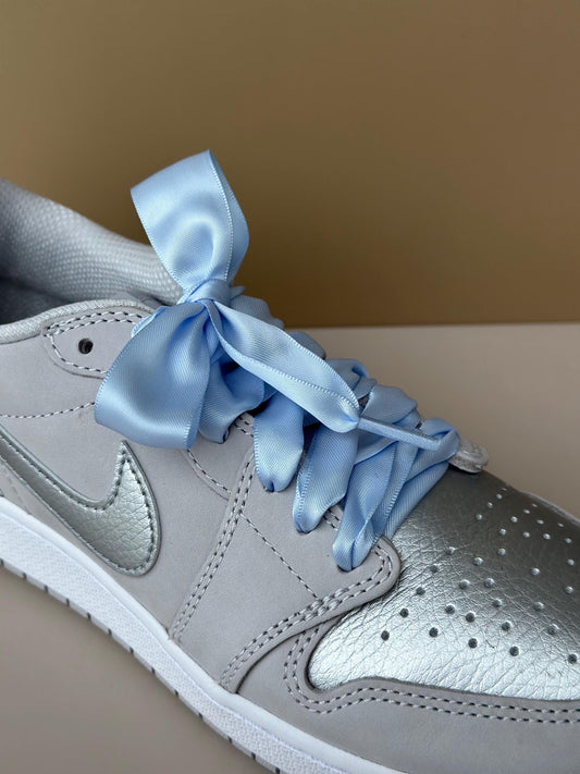 Satin Shoelaces Powder Blue Gift Baby Blue Flat Satin Ribbon Shoelaces Light Blue Shoelaces for Sneakers Coquette Shoelaces Powder Blue