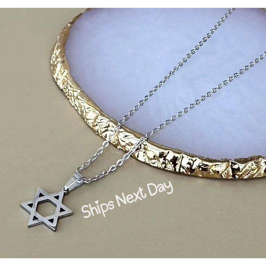 Star of David Pendant Necklace Valentines Day Gift for Girlfriend Delicate Silver Jewish Star Charm Necklace Jewish Jewelry Bat Mitzvah Gift