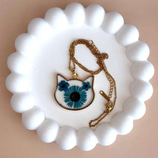 Cat Necklace for Mother's Day Gift Crazy Cat Lady Glass Flower Cat Gift Cat Lover Jewelry Cat Mom Necklace Cat Jewelry Cat Mom Gift for Cat