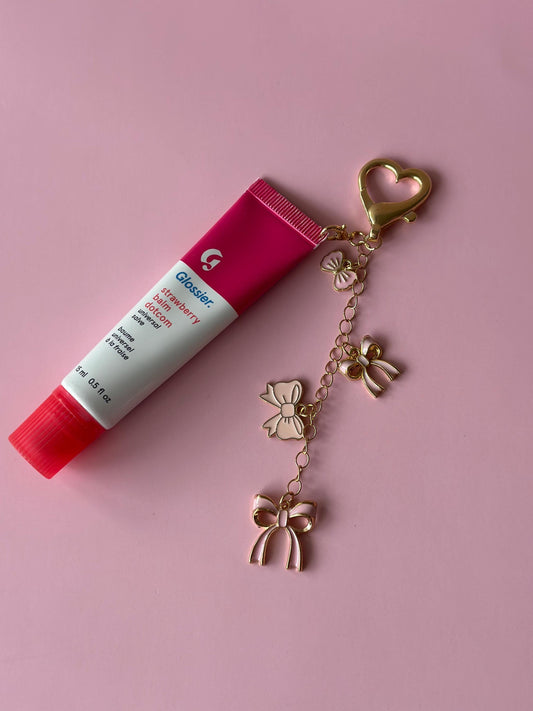 Lip Balm Keychain Coquette Pink Bow Charms