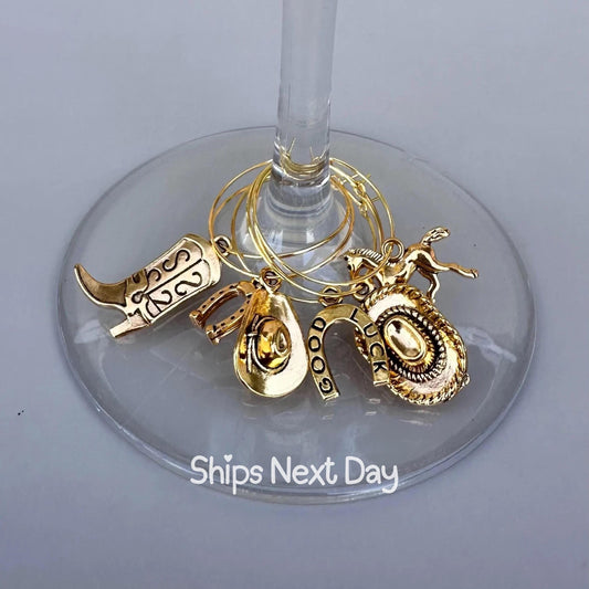Cowgirl Drink Markers Wine Glass Markers Cowboy Wine Glass Charms Glass Decor Custom Wine Charm Drink Identifier Hostess Gift Wine Charm Gol