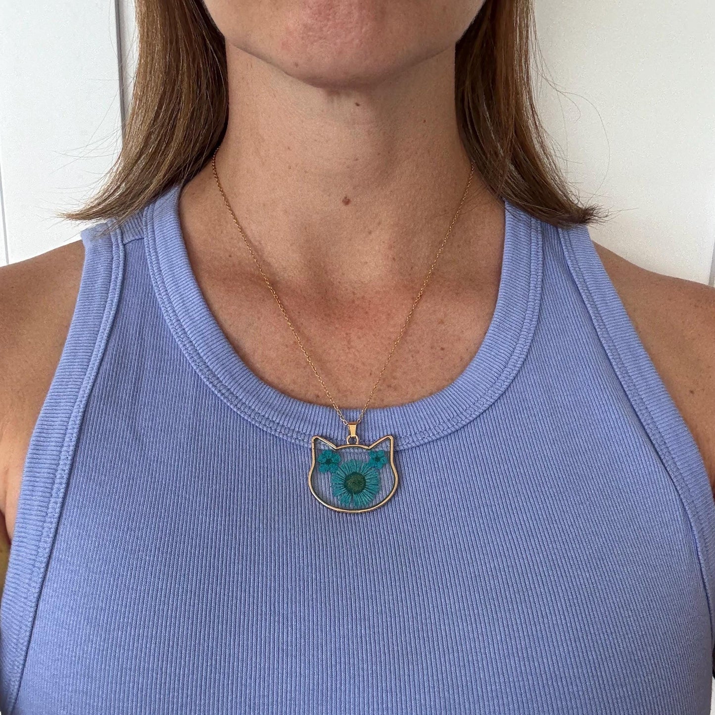 Cat Necklace for Mother's Day Gift Crazy Cat Lady Glass Flower Cat Gift Cat Lover Jewelry Cat Mom Necklace Cat Jewelry Cat Mom Gift for Cat