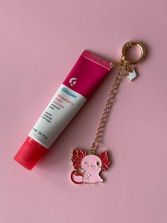 Lip Balm Keychain Axolotl Charm