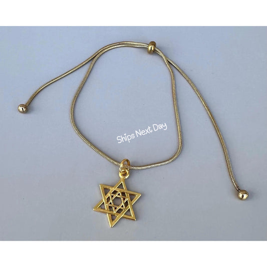 Jewish Star Anklet Valentines Day Gift for Girlfriend Star of David Anklet Israel Anklet Jewish Jewelry Bat Mitzvah Gift Adjustable Anklet