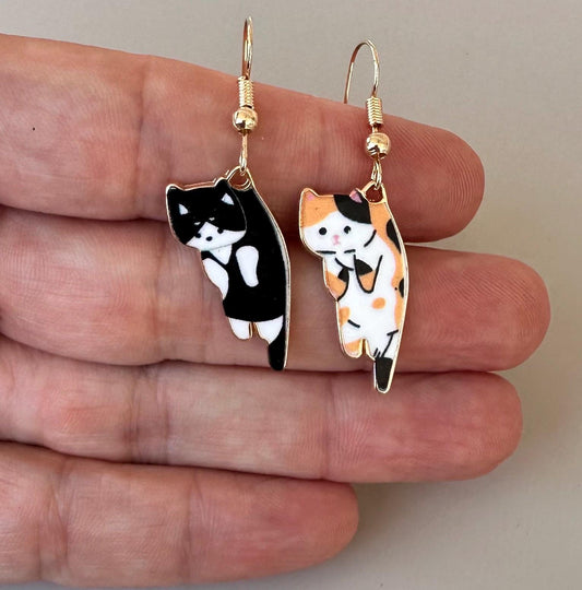 Cat Earrings Black Cat Black and White Cat Persian Cat Pendant Cat Lover Crazy Cat Lady Gift Cat Lover Jewelry Cat Mom Earrings Cat Jewelry