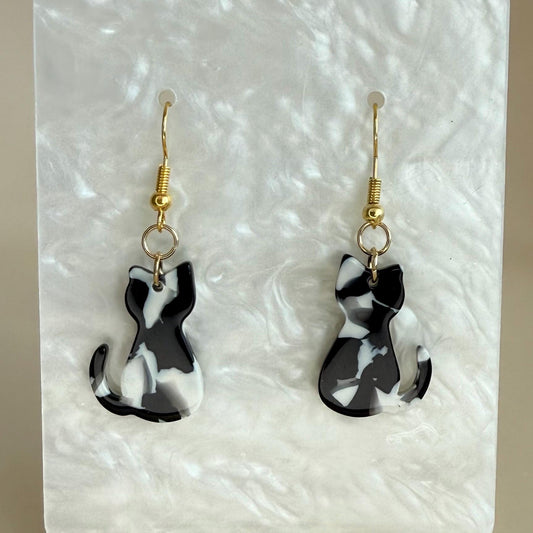 Cat Earrings Whimsical Cat Black Cat Earrings Kitten Gift Crazy Cat Lady Gift Dangle Earrings Cat Lover Jewelry Cat Mom Earring Cat Jewelry