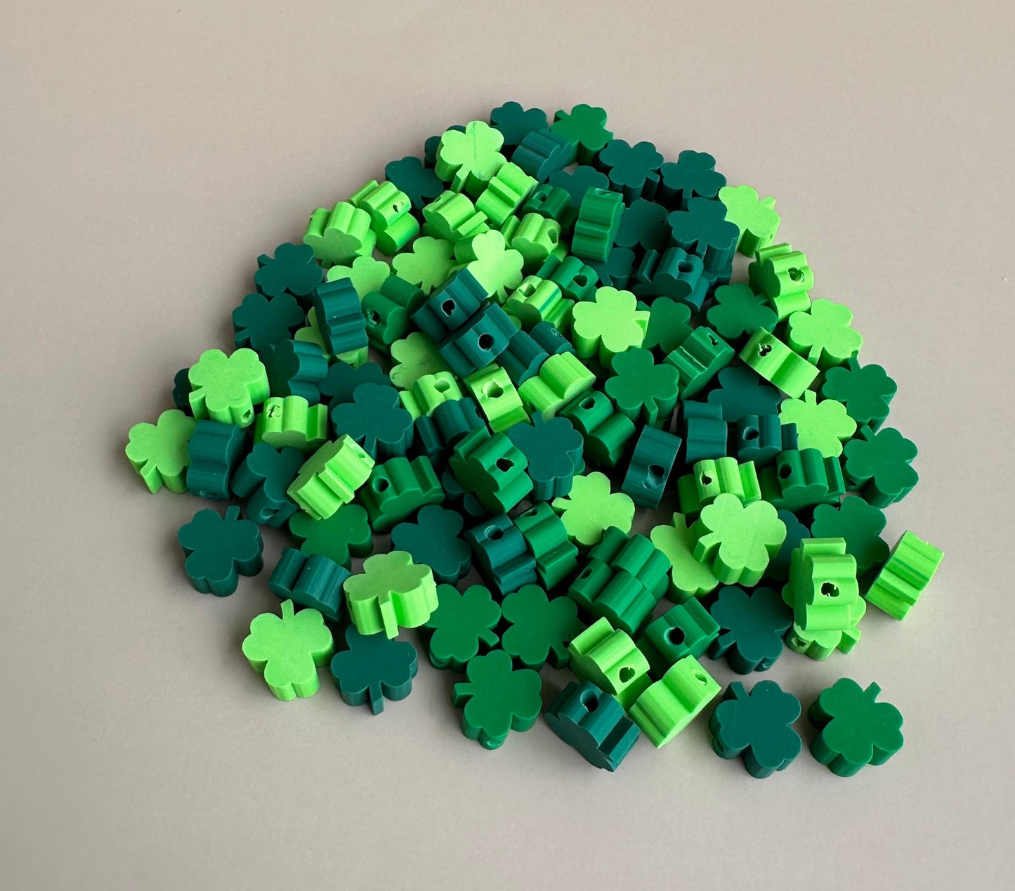 St. Patrick's Day Beads Green Clay Clover Beads