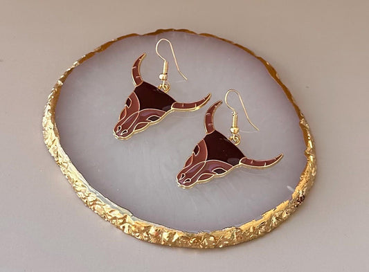 Cowboy Earrings Golden Cowgirl Earrings Cowboy Jewelry Cowgirl Theme Brown Earring For Women Gift for Her Cowboy Theme Jewelry Western Theme