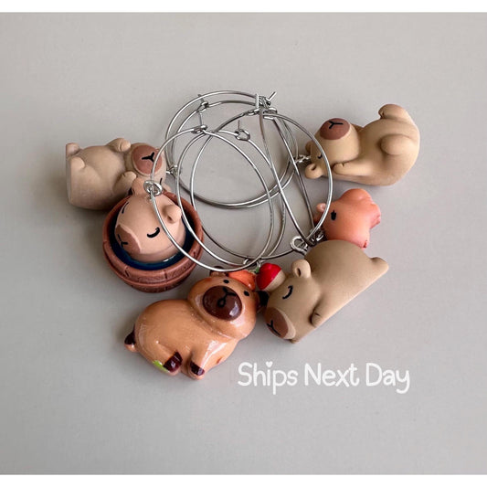 Wine Charms Capybara Wine Glass Charms Wine Favors Wine Charm Rings Capybara Cute Capybara Charms Capybara Lover Capybara Wine Charms Capy