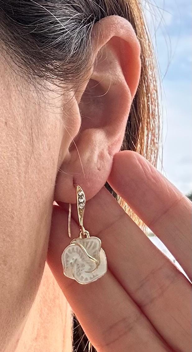 White Flower Earrings Boho Chic Dainty