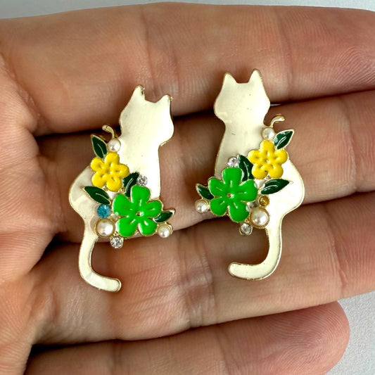 Cat Earrings for Mother's Day Gift Crazy Cat Lady Gift Cat Gift Cat Lover Jewelry White Cat Mom Earrings Cat Jewelry for Cat Owner Cute Cat