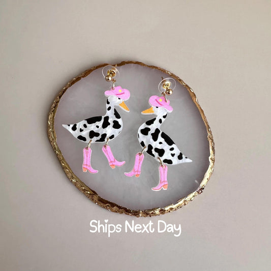 Cowgirl Earring Cowboy Earrings Silly Goose Cowboy Boots Jewelry Cowgirl Theme Earring For Women Gift for Her Cowboy Theme Western Theme