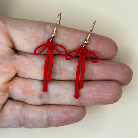 Red Coquette Bow Earrings