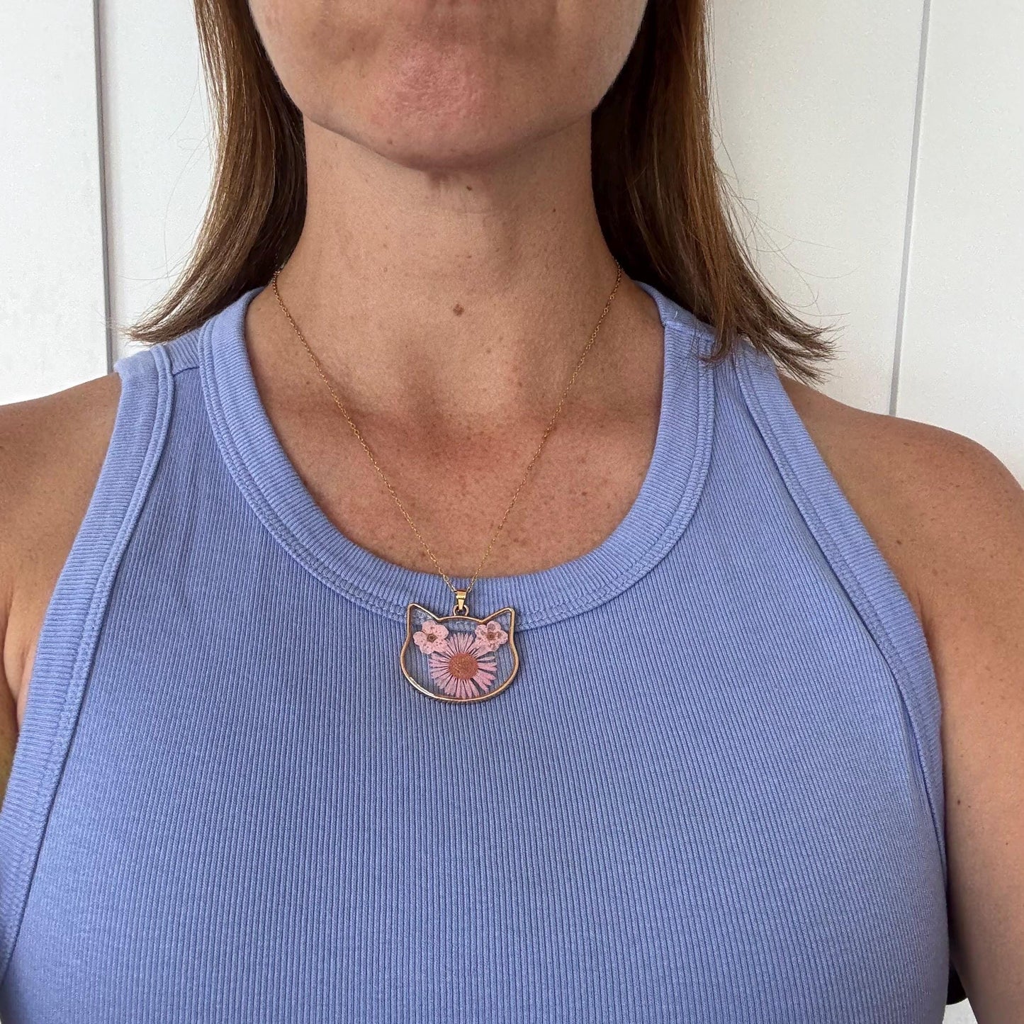 Cat Necklace for Mother's Day Gift Crazy Cat Lady Glass Flower Cat Gift Cat Lover Jewelry Cat Mom Necklace Cat Jewelry Cat Mom Gift for Cat