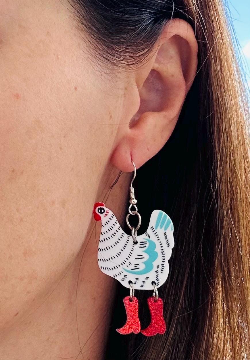Chicken Cowgirl Earrings
