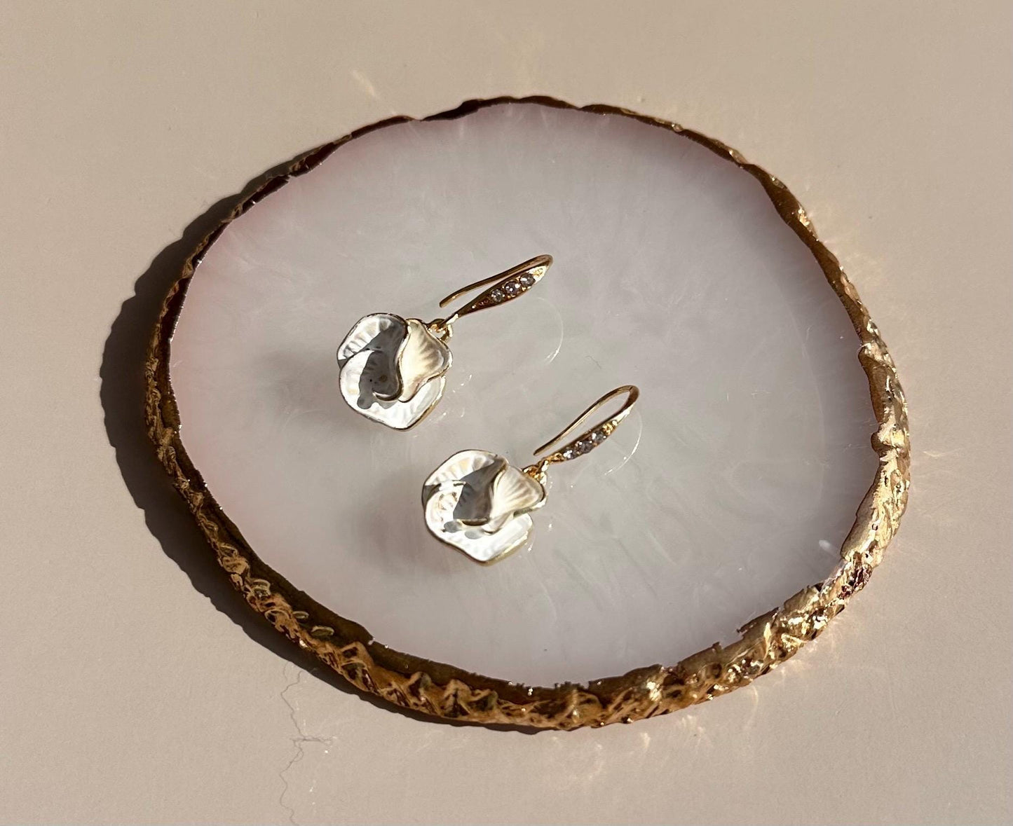 White Flower Earrings Boho Chic Dainty