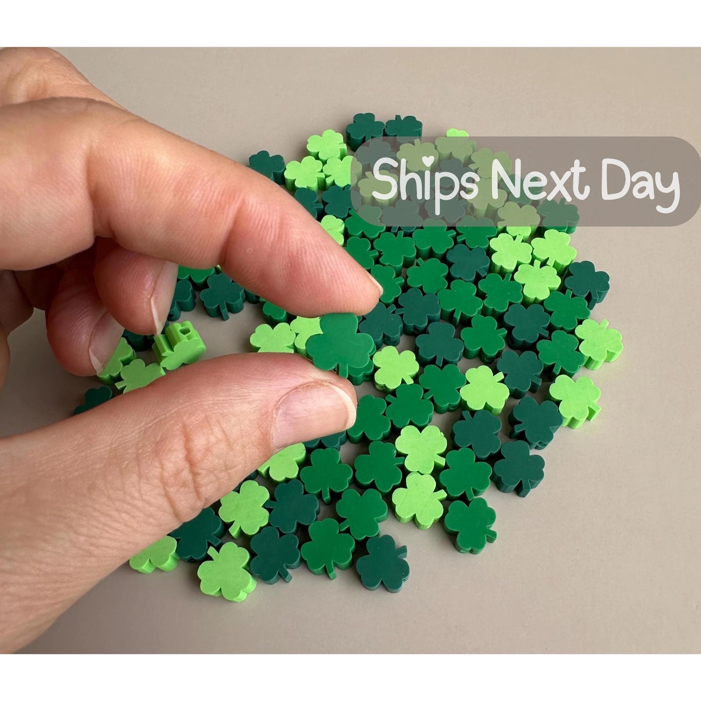 St. Patrick's Day Beads Green Clay Clover Beads