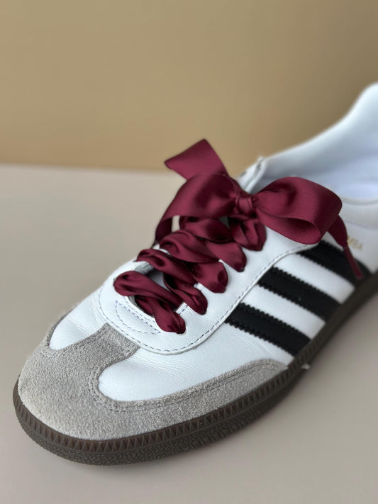 Burgundy Satin Shoelaces for Valentines Day Gift Burgundy Flat Satin Ribbon Shoelaces Burgundy  Shoelaces for Sneakers Coquette Shoelaces