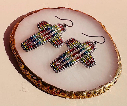 Cross Colorful Zirconia Dangle Earrings