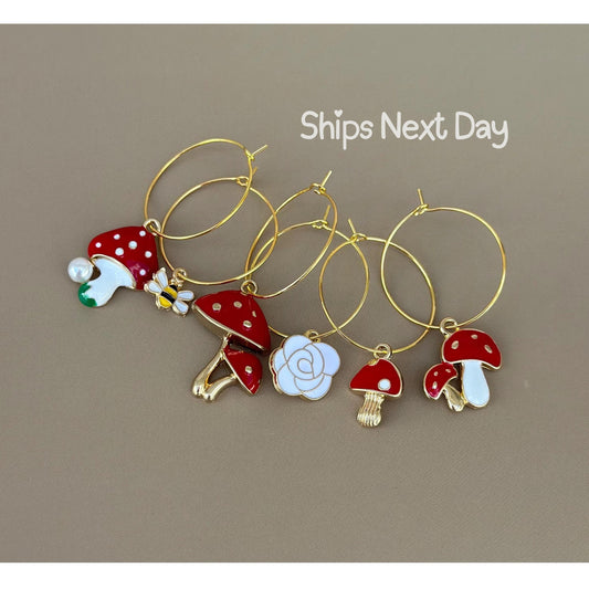 Wine Charms Mushroom Theme Wine Glass Charms Mushroom Assorted Mushroom Wine Favors Mushroom Decor Mushroom Wine Charm Rings Mushroom Lover