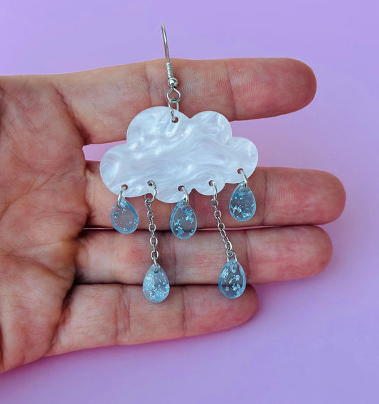Raindrops Earrings Cute Cloud Earrings Water Drops Jewelry Cloud Theme Earrings Gift for Girl Rain Theme Raindrops Fashion Girls Jewelry Rai