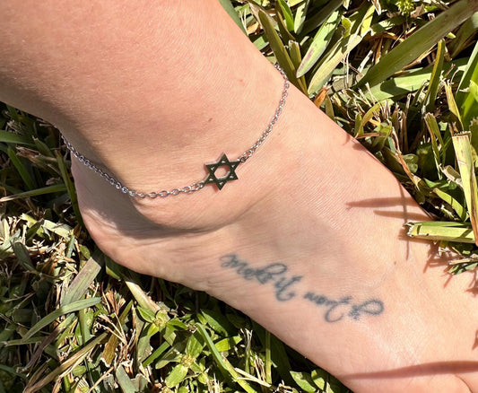Star of David Anklet Valentines Day Gift for Girlfriend David Star Jewelry Jewish Star Anklet Hebrew Israel Jewelry Bat Mitzvah Gift for Her