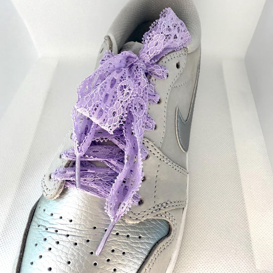 Lace Shoelaces Lavender Ballet Laces With Large Bowknot Lilac Shoelaces for Sneakers Teen Shoes Quincenera Shoelaces Bowknot for Shoes Girls