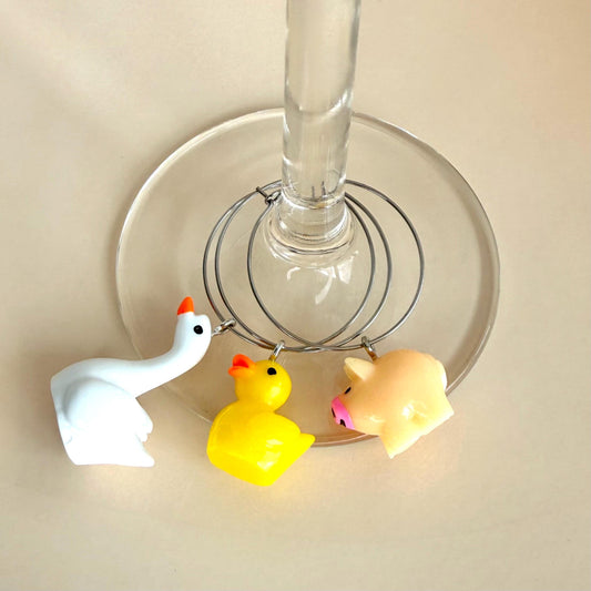 Farm Animals Wine Charms Cute Animals Wine Glass Markers Farm House Duck Cute Drink Marker Wine Glass Charms Glass Decor Custom Wine Charms