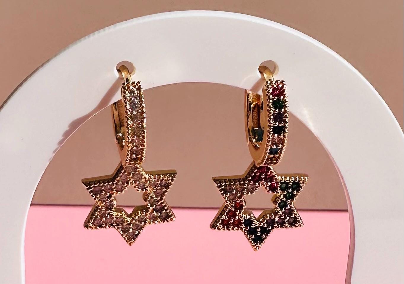 Star of David Earrings Jewish Earring Jewish Jewelry Bat Mitzvah Gift for Jewish Girl Israel Jewelry Israel Earring Zirconia Jewish Star Ear