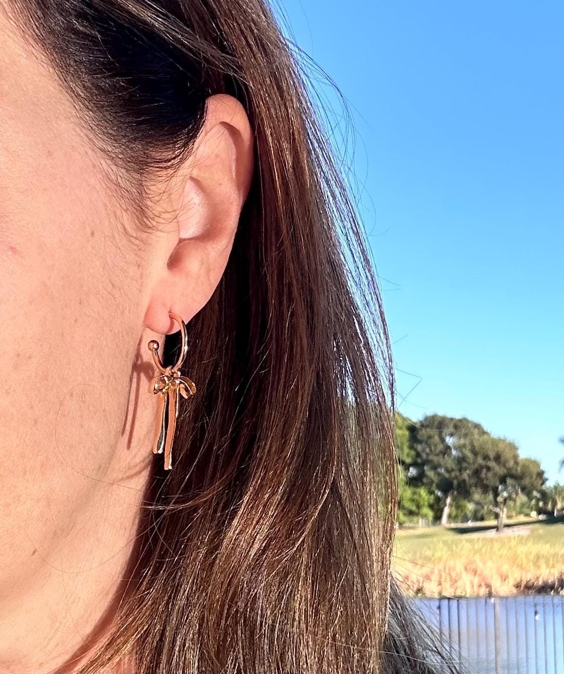 Bow Earrings for Girlfriend Coquette Earrings Ribbon Earring Coquette Bow Jewelry Delicate Bow Bowknot Bow Jewelry for Girls Cute Bow Dangle