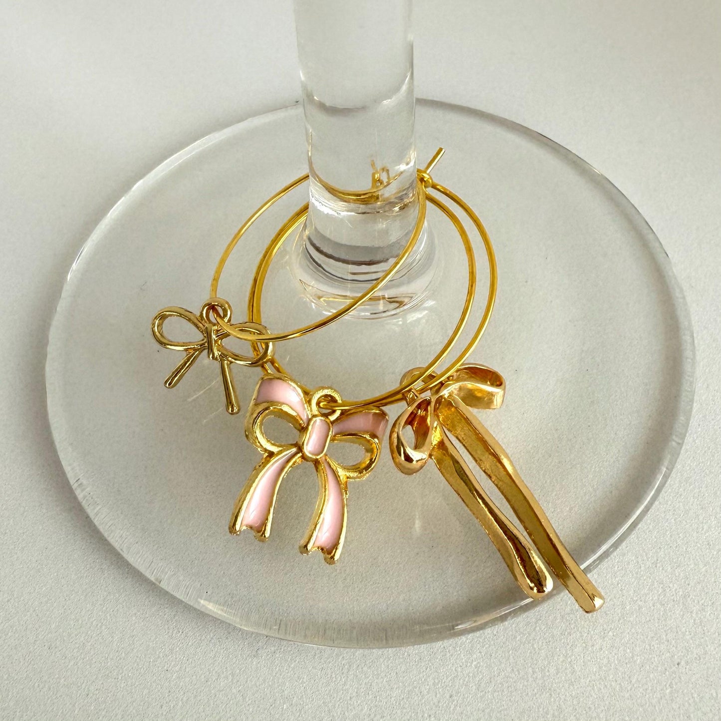 Coquette Bow Wine Glass Markers Bow Wine Charms Assorted Drink Marker Bow Wine Glass Charms Glass Decor Custom Wine Charm Drink Identifier