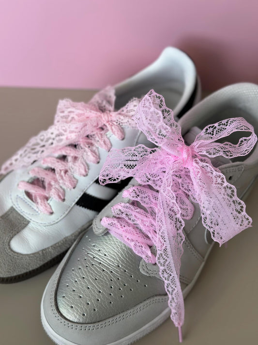 Pink Lace Shoelaces