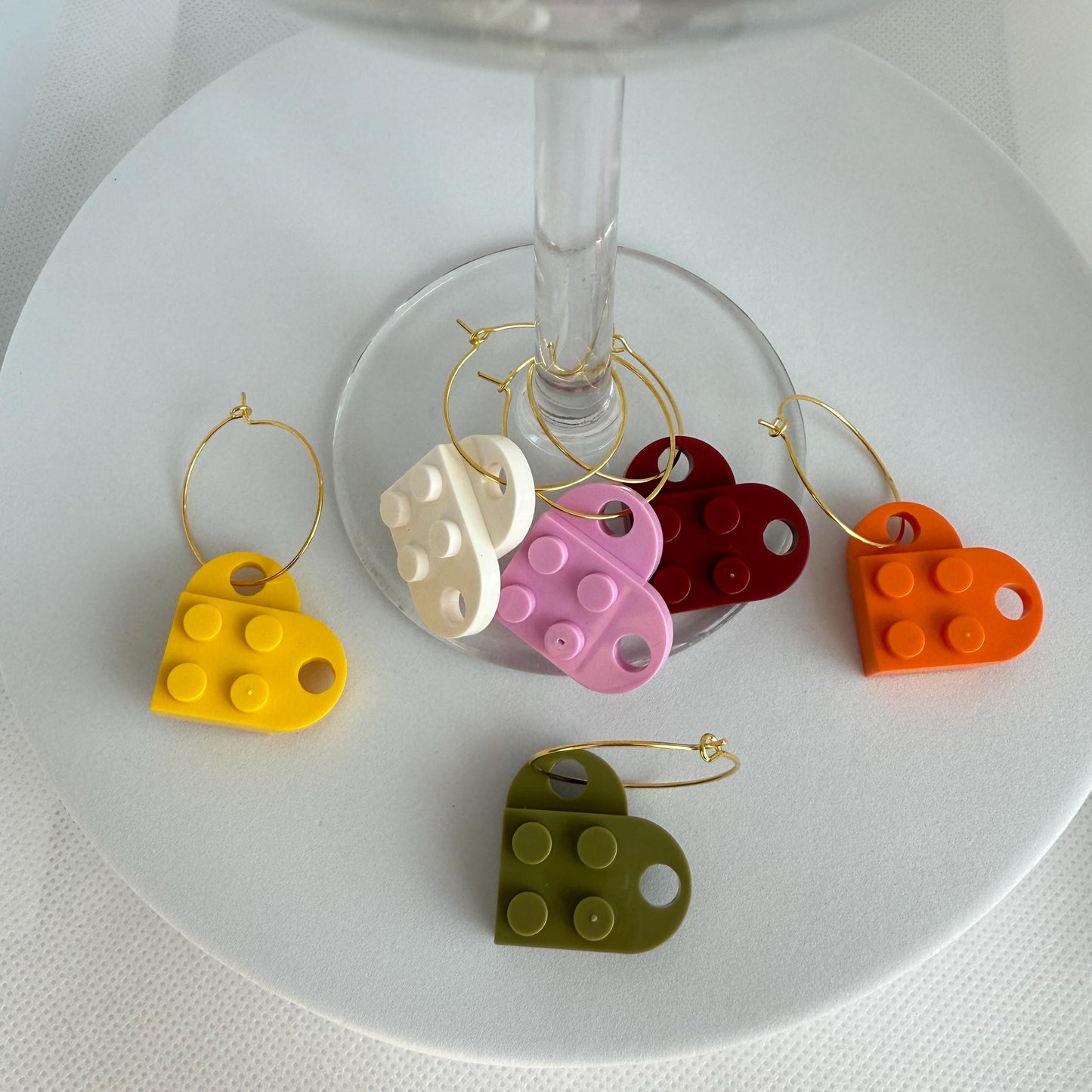 Blocks Wine Glass Markers Building Blocks Wine Charms Assorted Drink Marker Heart Charms Wine Glass Charms Glass Decor Custom Wine Drink
