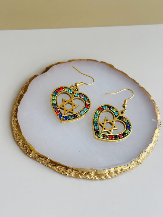 Star of David Heart Earrings
