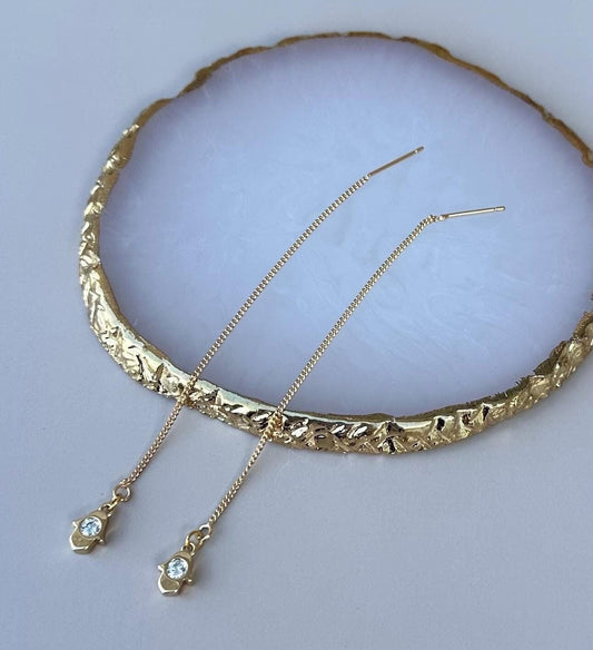 Jewish Earrings Hamsa String Earrings