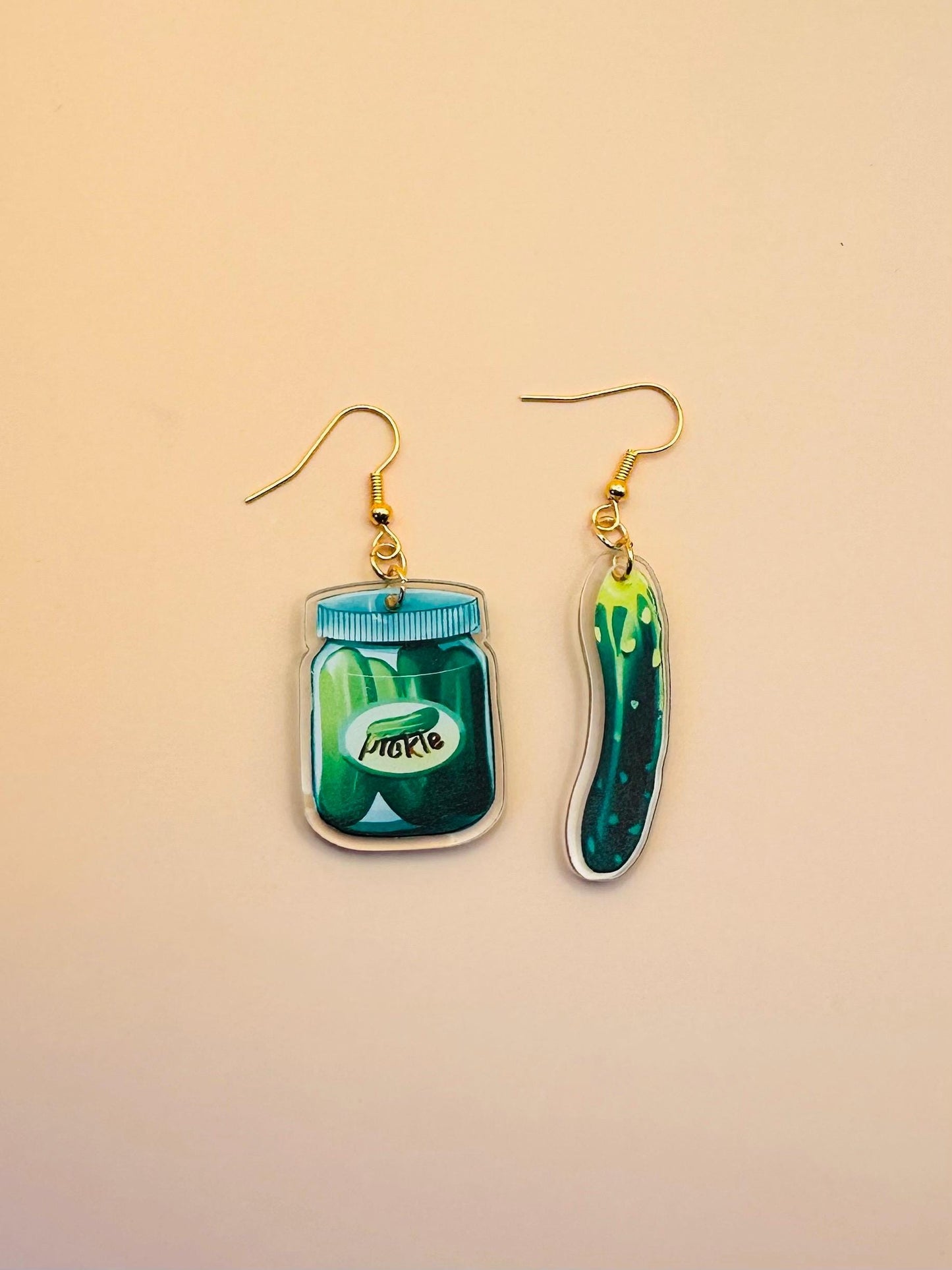 Pickles Earrings Pickle Cucumber Earrings Fun Earrings Novelty Earrings Crazy Earring Pickle Jar Weird Earring Pickles Gift for Pickle Lover