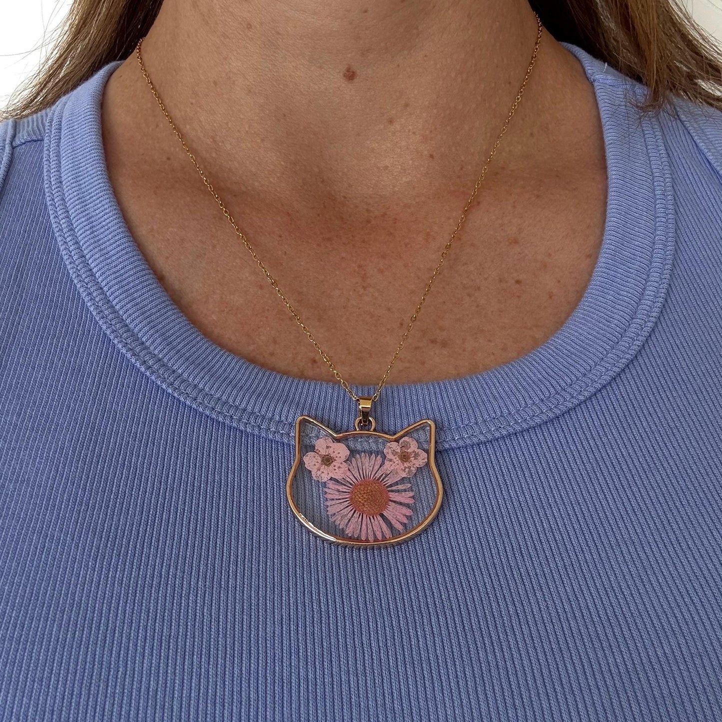 Cat Necklace for Mother's Day Gift Crazy Cat Lady Glass Flower Cat Gift Cat Lover Jewelry Cat Mom Necklace Cat Jewelry Cat Mom Gift for Cat