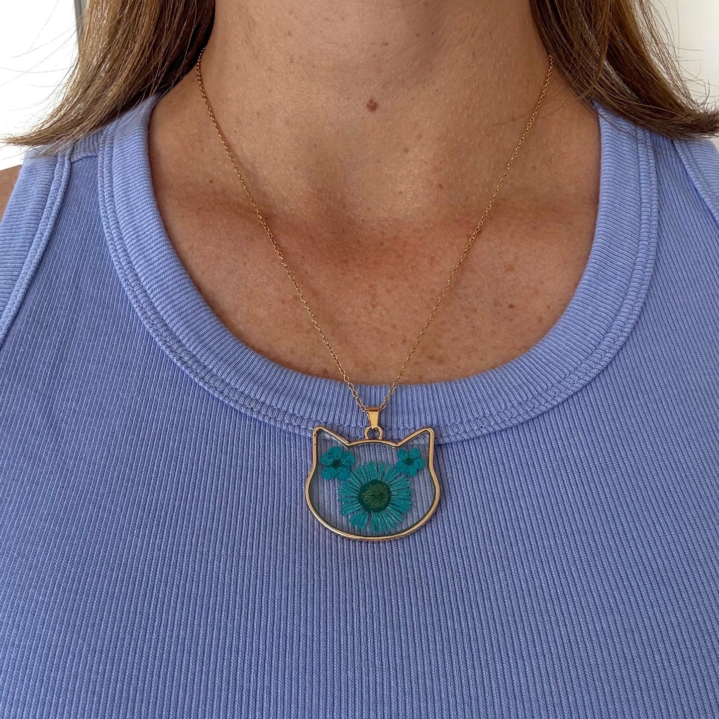 Cat Necklace for Mother's Day Gift Crazy Cat Lady Glass Flower Cat Gift Cat Lover Jewelry Cat Mom Necklace Cat Jewelry Cat Mom Gift for Cat