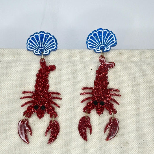 Lobster Earrings Valentines Day Gift Boho Chic Earrings Lobster Earrings Jewelry Red Lobster Earrings Handcrafted Lobster Earrings Jewelry
