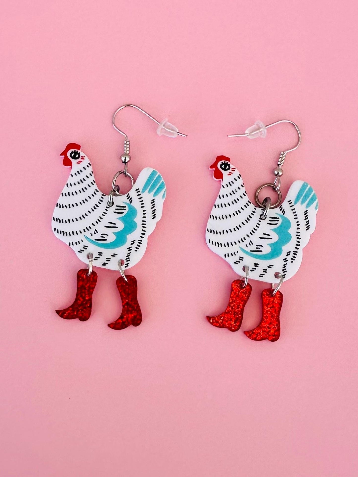 Chicken Cowgirl Earrings