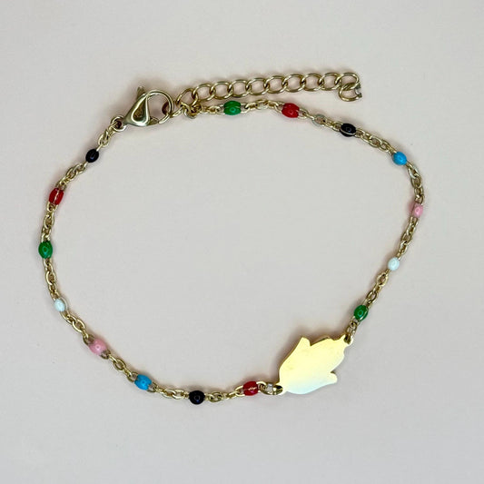 Jewish Hamsa Bracelet With Colored Beads