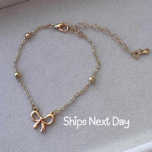 Bow Charm Dainty Bracelet Coquette Bow Bracelet