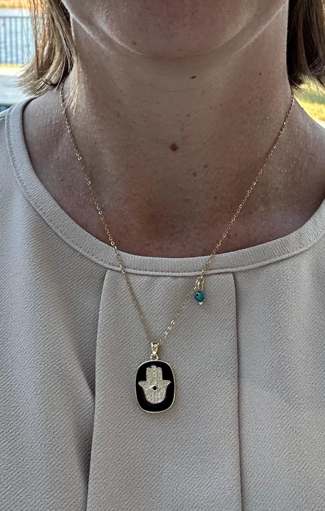 Hamsa Pendant Necklace Valentines Day Gift for Girlfriend Hamsa Jewish Necklace Hebrew Israel Necklace Jewish Jewelry Bat Mitzvah Gift