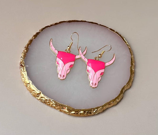 Cowboy Earrings Golden Cowgirl Earrings Cowboy Jewelry Cowgirl Theme Pink Earrings For Women Gift for Her Cowboy Theme Jewelry Western Theme